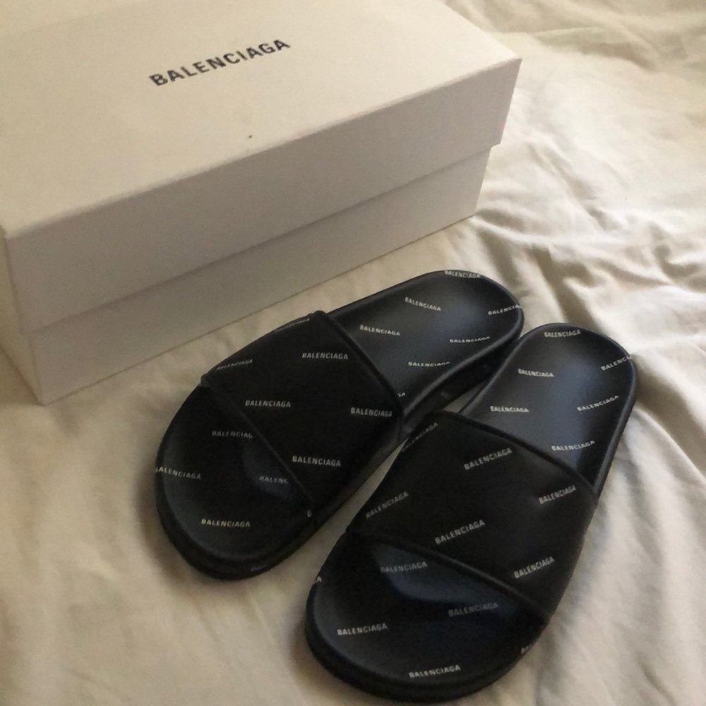 Balenciaga Logo Pool Slides